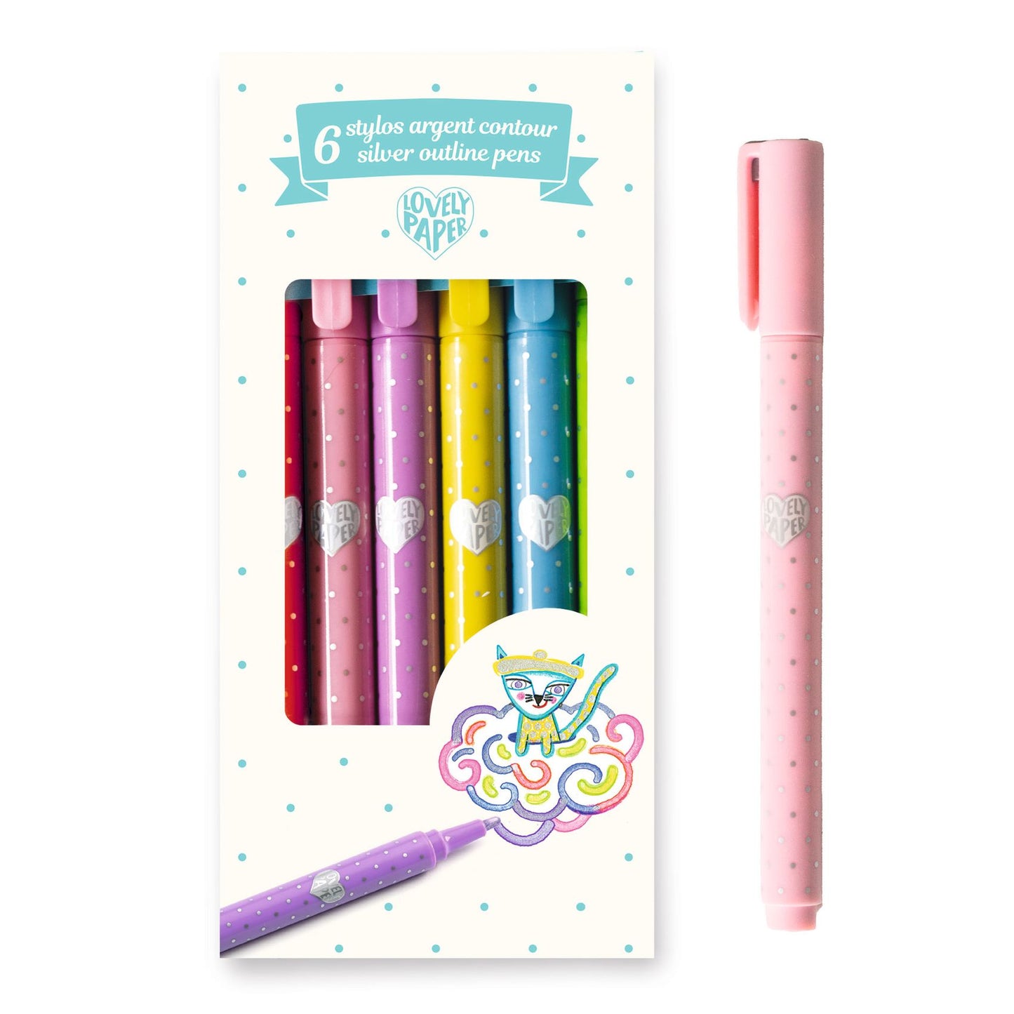 Stylos argent contour Djeco - stylos