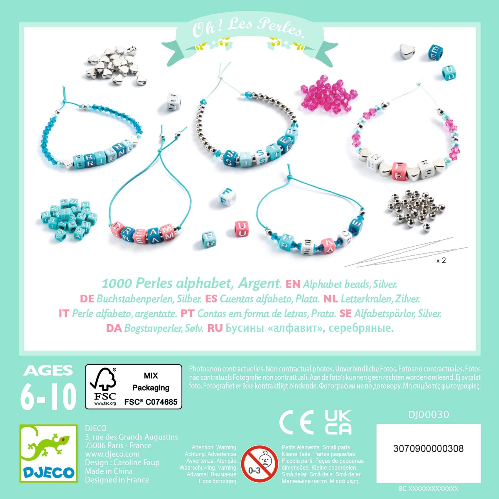 Perles alphabet Argent Djeco - contenu