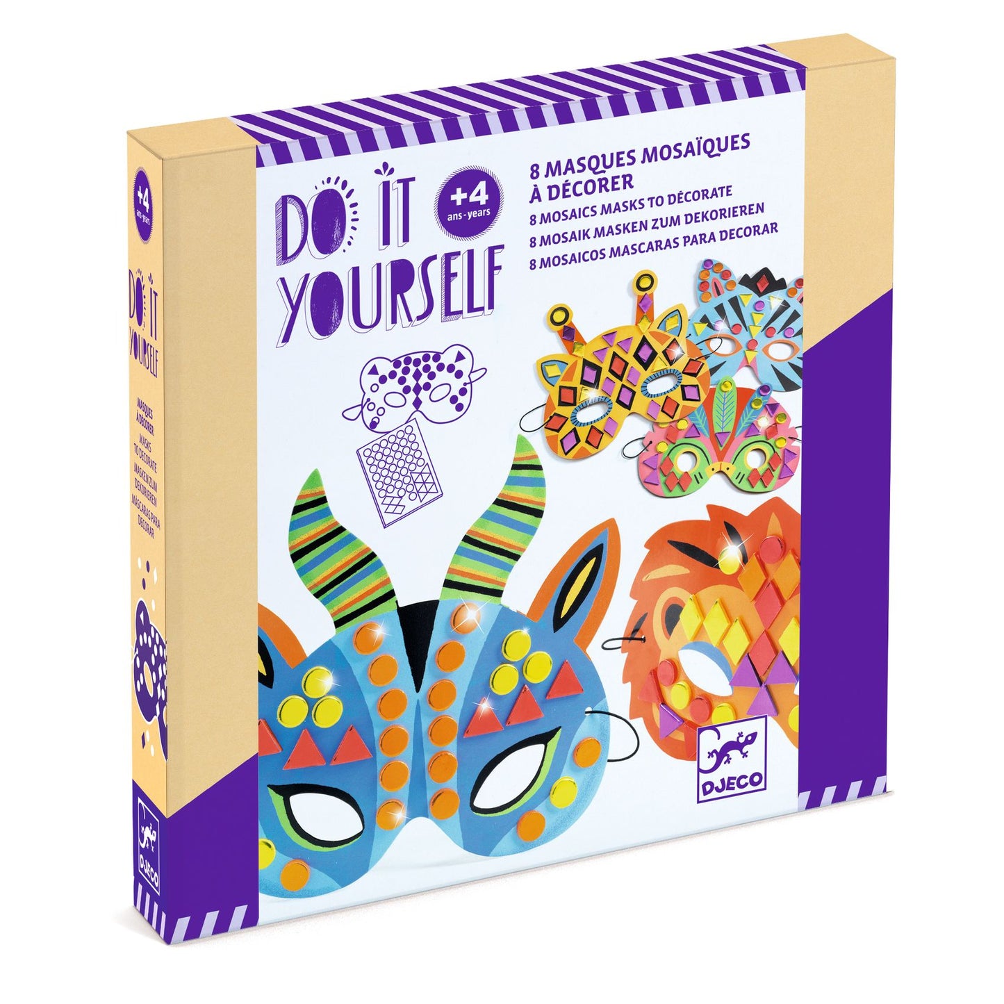 Masques mosaïques Animaux de la jungle Djeco - boîte