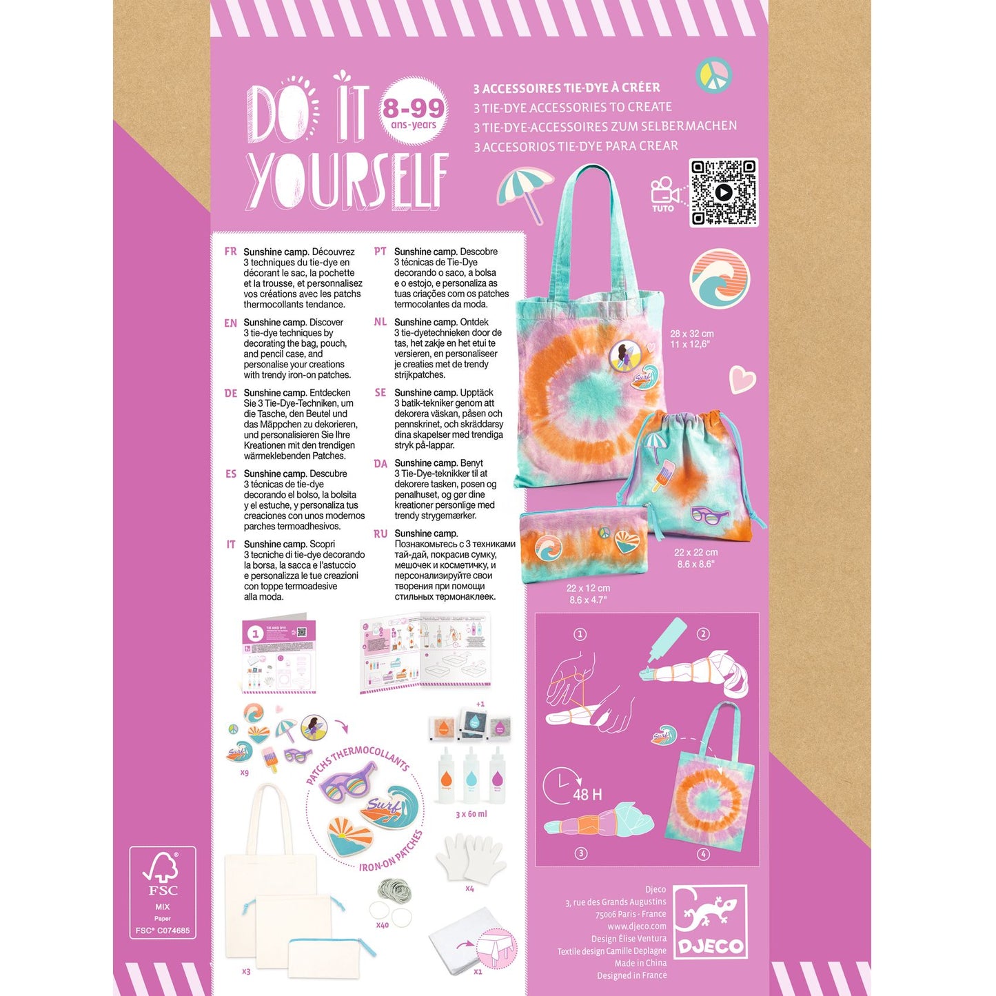 Kit tie-dye Sunshine Camp Djeco - contenu