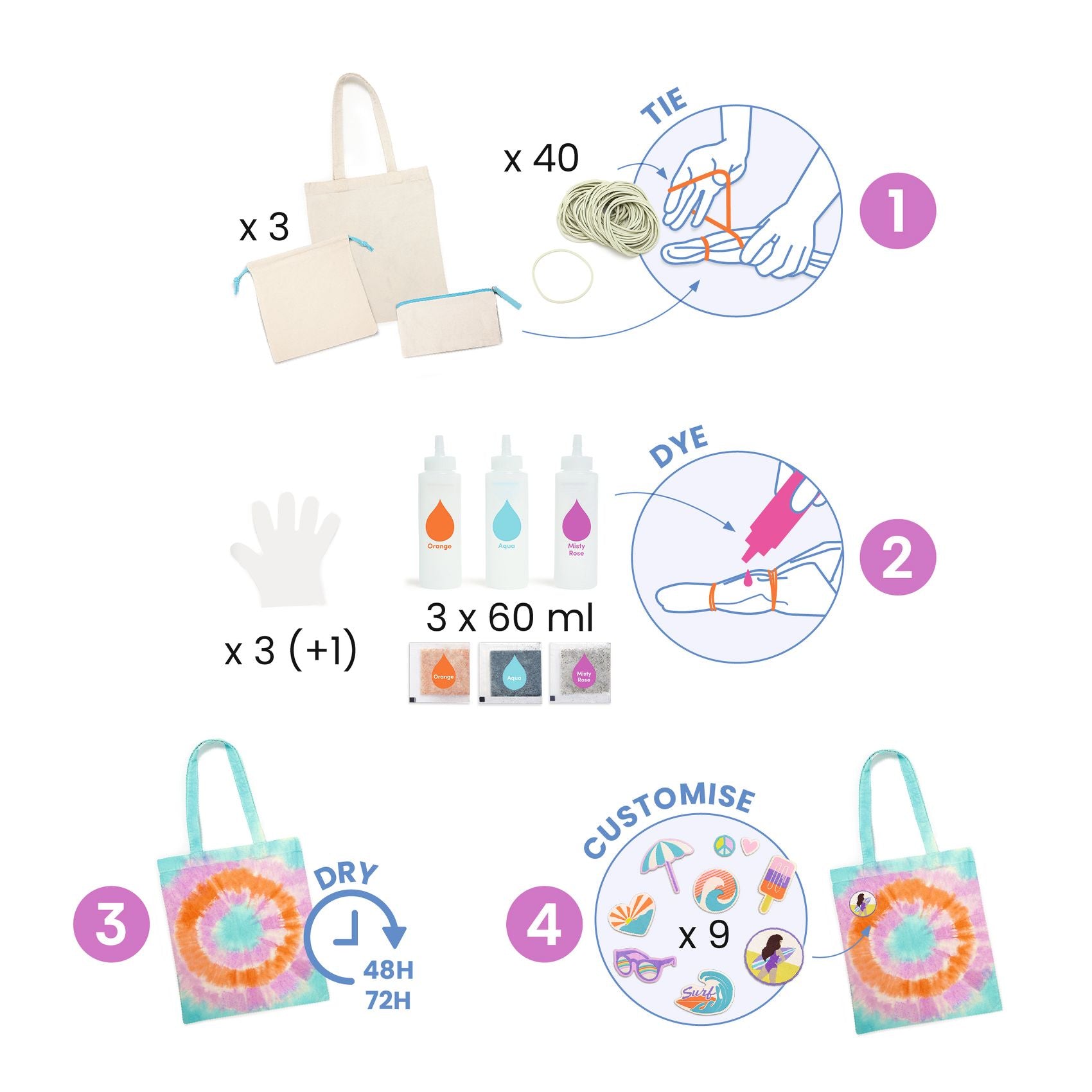 Kit tie-dye Sunshine Camp Djeco - accessoires