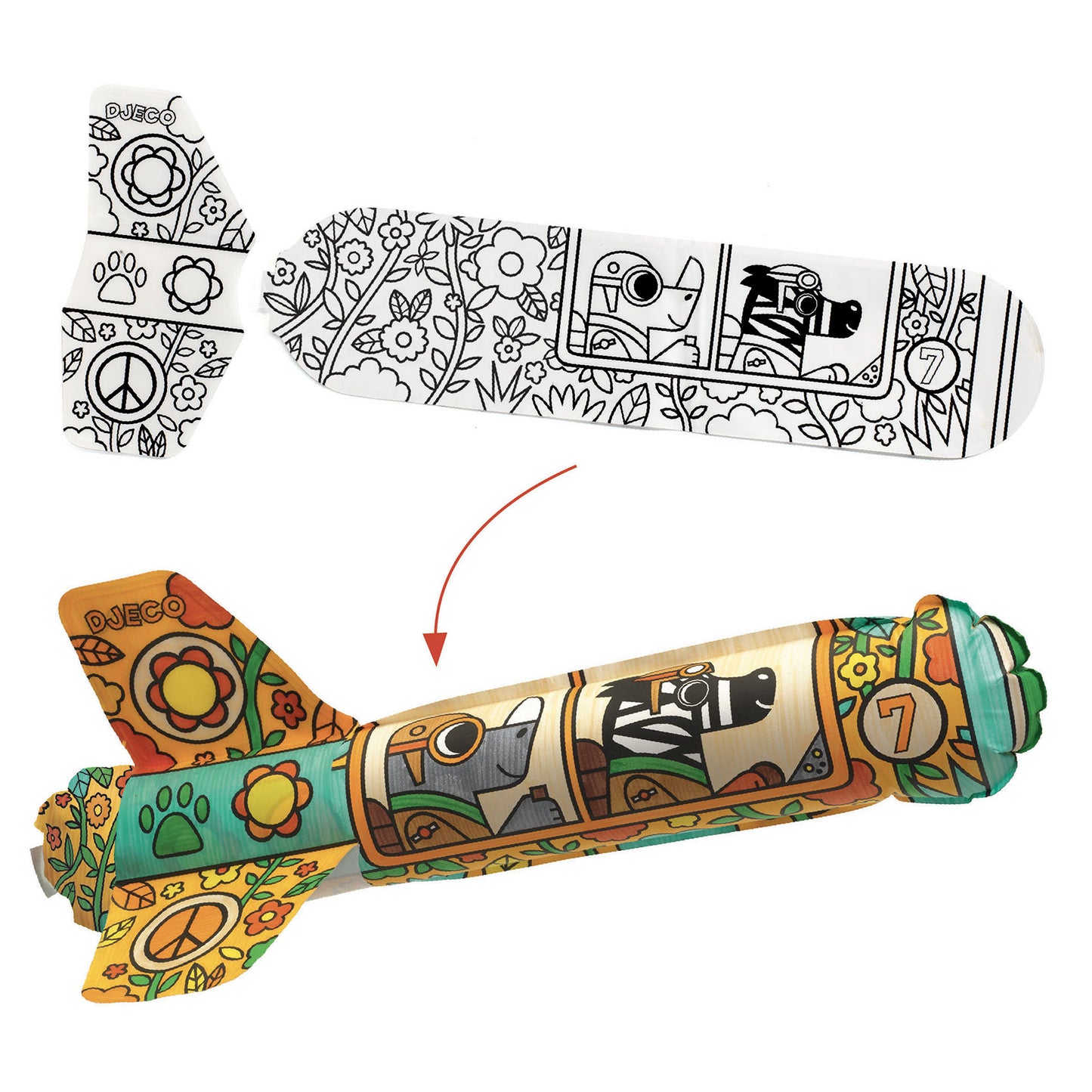 Avions gonflables à colorier Djeco - coloriage