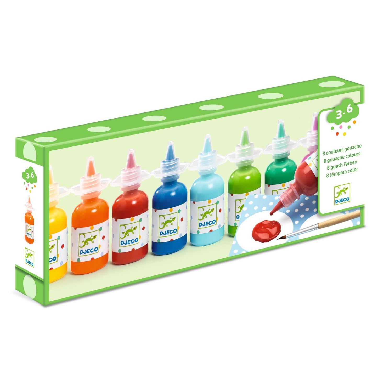8 bouteilles de gouache Djeco - packaging